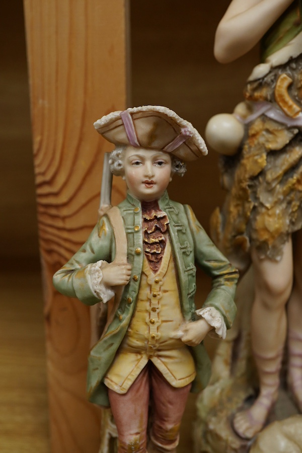 Three Royal Dux figures and a Royal Worcester blush Ivory figure, 30cm